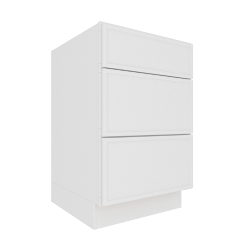 Ethereal White Micro Shaker Vanity Sink Base Cabinet with 3 Drawers