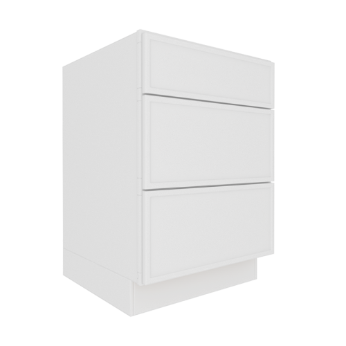 Ethereal White Micro Shaker Vanity Sink Base Cabinet with 3 Drawers
