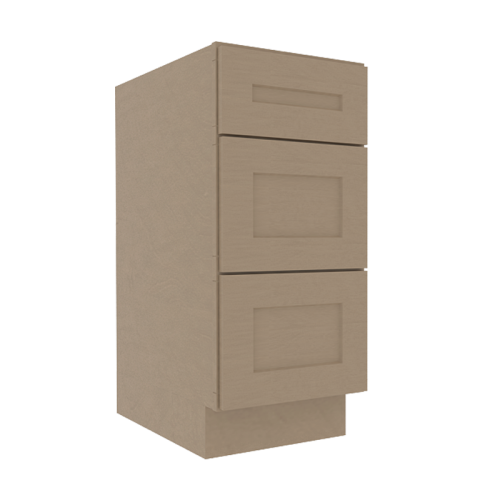 Noble Honey Wheat Shaker Vanity Sink Base Cabinet with 3 Drawers