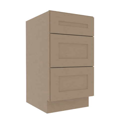 Noble Honey Wheat Shaker Vanity Sink Base Cabinet with 3 Drawers