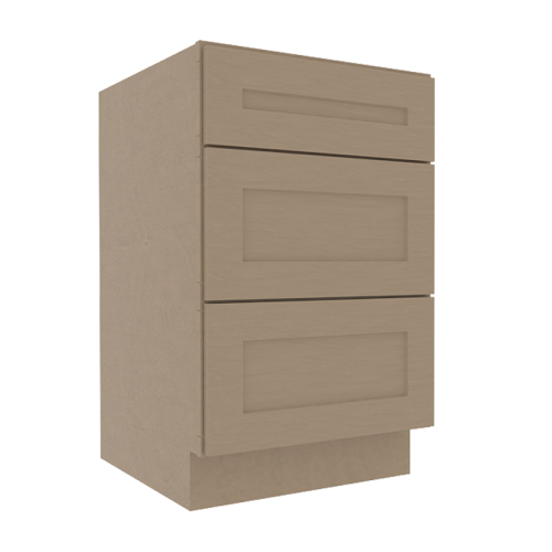 Noble Honey Wheat Shaker Vanity Sink Base Cabinet with 3 Drawers
