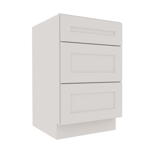 Serene Dove White Shaker Vanity Sink Base Cabinet with 3 Drawers