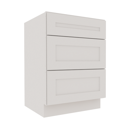 Serene Dove White Shaker Vanity Sink Base Cabinet with 3 Drawers