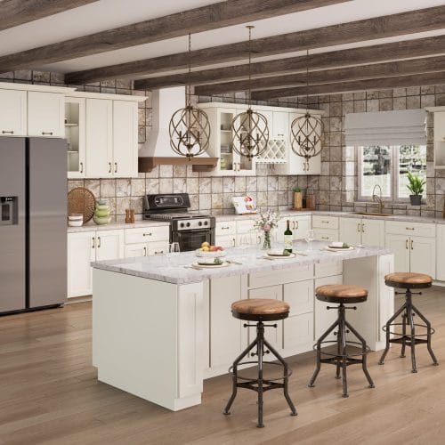 Serene Shaker Dove White Kitchen Cabinets