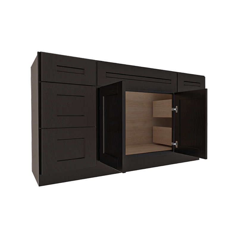 Refined Modern Slate Shaker Vanity Sink Base Combo Cabinet with 6 Drawers