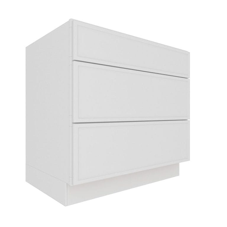 Ethereal White Micro Shaker Base Cabinet with 3 Drawers