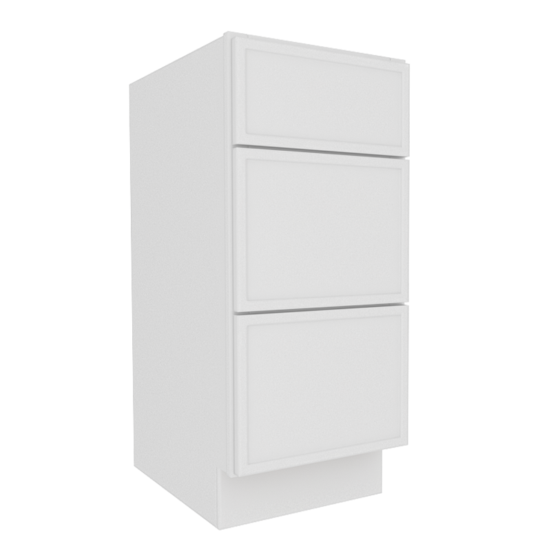 Ethereal White Micro Shaker Base Cabinet with 3 Drawers