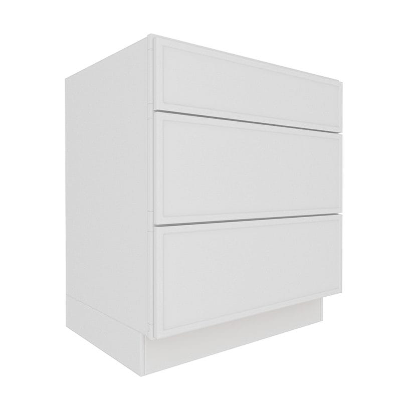 Ethereal White Micro Shaker Base Cabinet with 3 Drawers