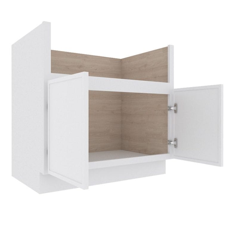 Ethereal White Micro Shaker Farmhouse Sink Base Cabinet