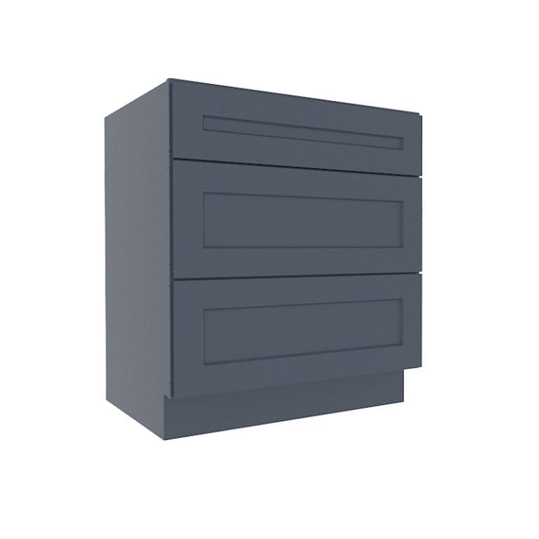 Imperial Midnight Blue Shaker Base Cabinet with 3 Drawers