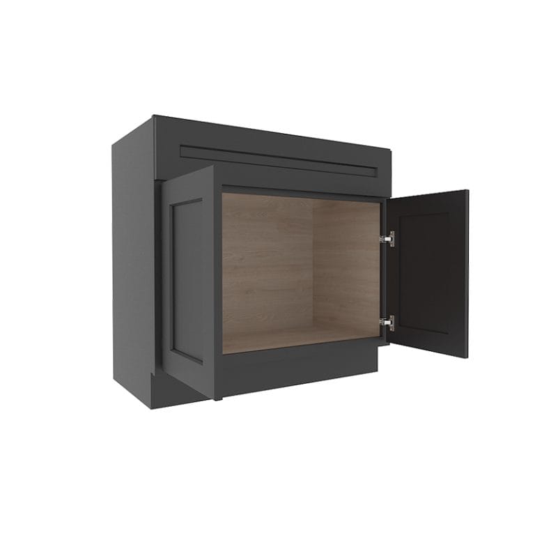 sovereign onyx black shaker vanity sink base cabinet with  doors