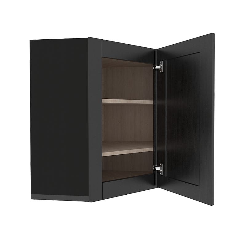 sovereign onyx black shaker wall diagonal corner cabinet
