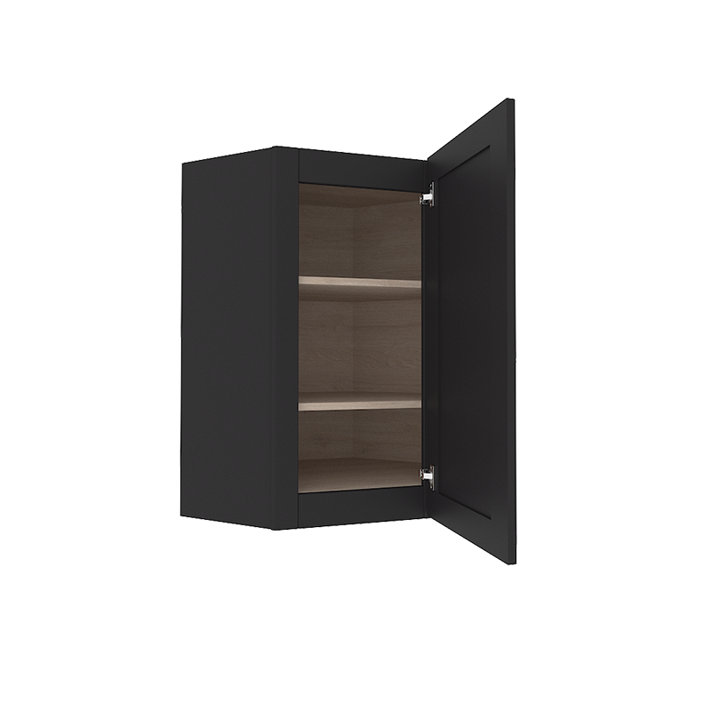 sovereign onyx black shaker wall diagonal corner cabinet