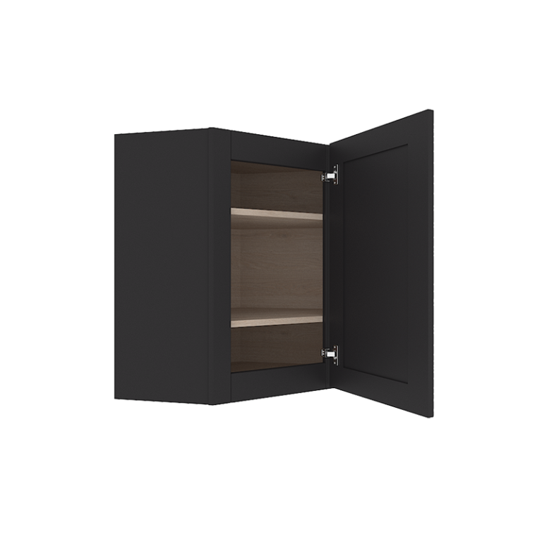 sovereign onyx black shaker wall diagonal corner cabinet