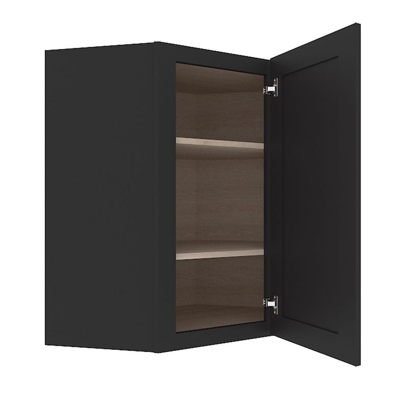 sovereign onyx black shaker wall diagonal corner cabinet