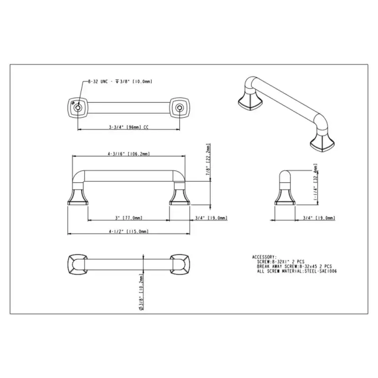 Refined 8-13/16″ Cabinet Pull