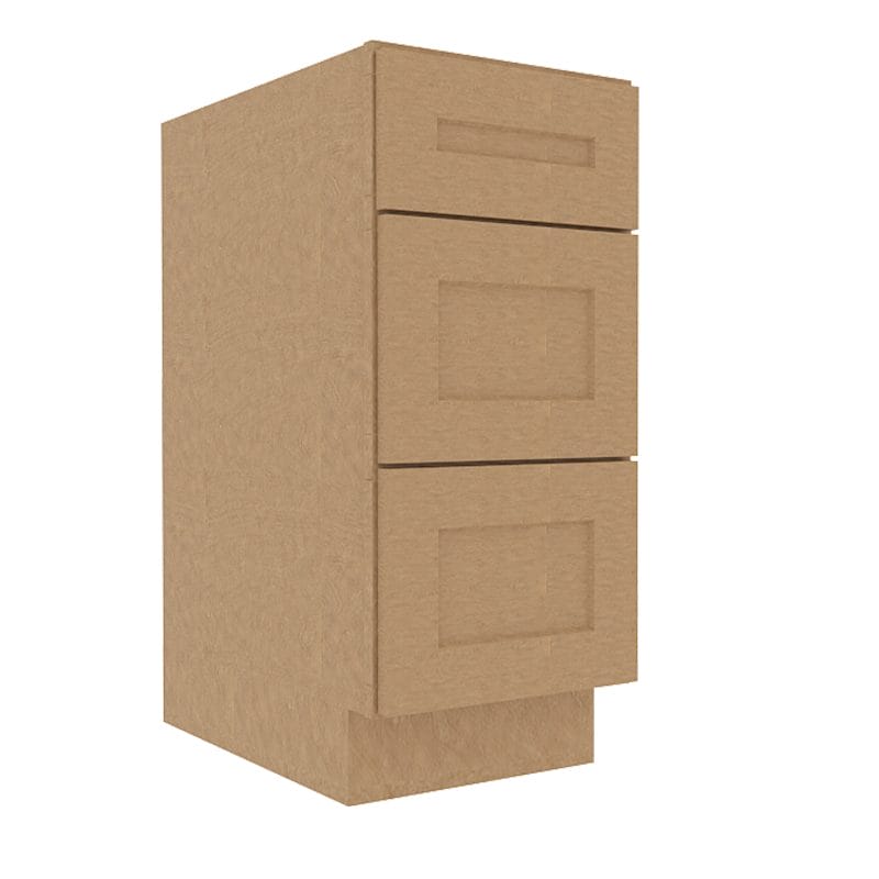 Noble Honey Wheat Shaker Base Cabinet with 3 Drawers