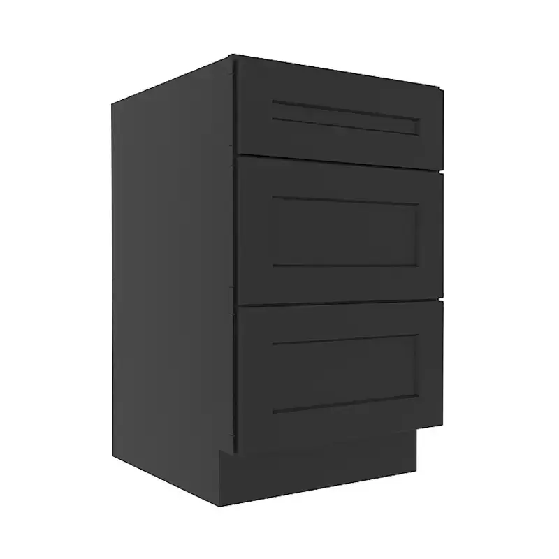 Sovereign Onyx Black Shaker Base Cabinet with 3 Drawers
