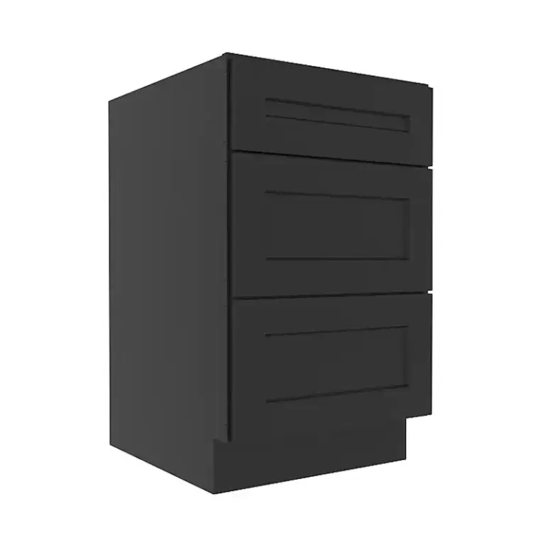 Sovereign Onyx Black Shaker Base Cabinet with 3 Drawers