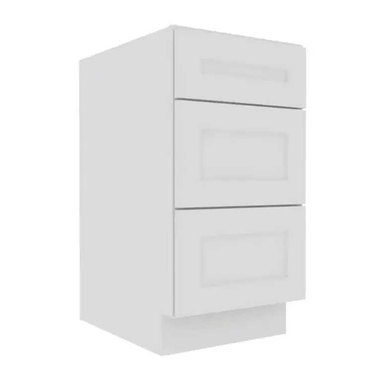 Opulent White Shaker Base Cabinet with 3 Drawers