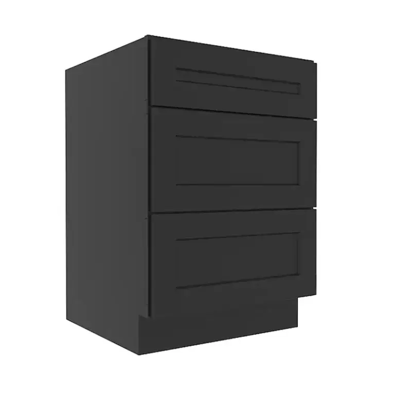Sovereign Onyx Black Shaker Base Cabinet with 3 Drawers