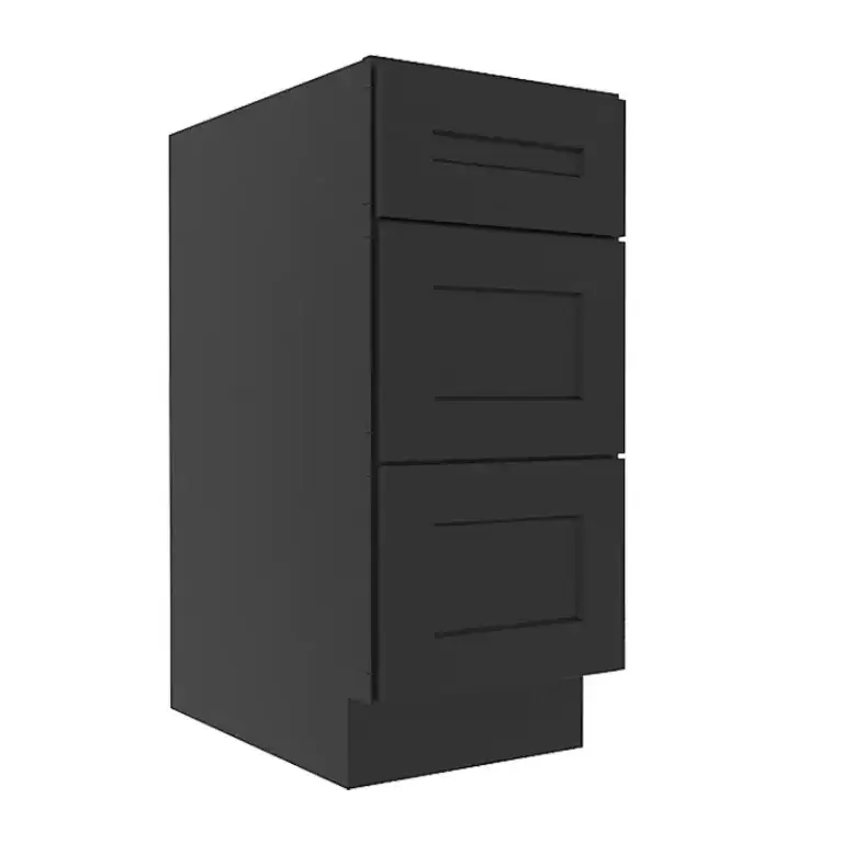 Sovereign Onyx Black Shaker Base Cabinet with 3 Drawers