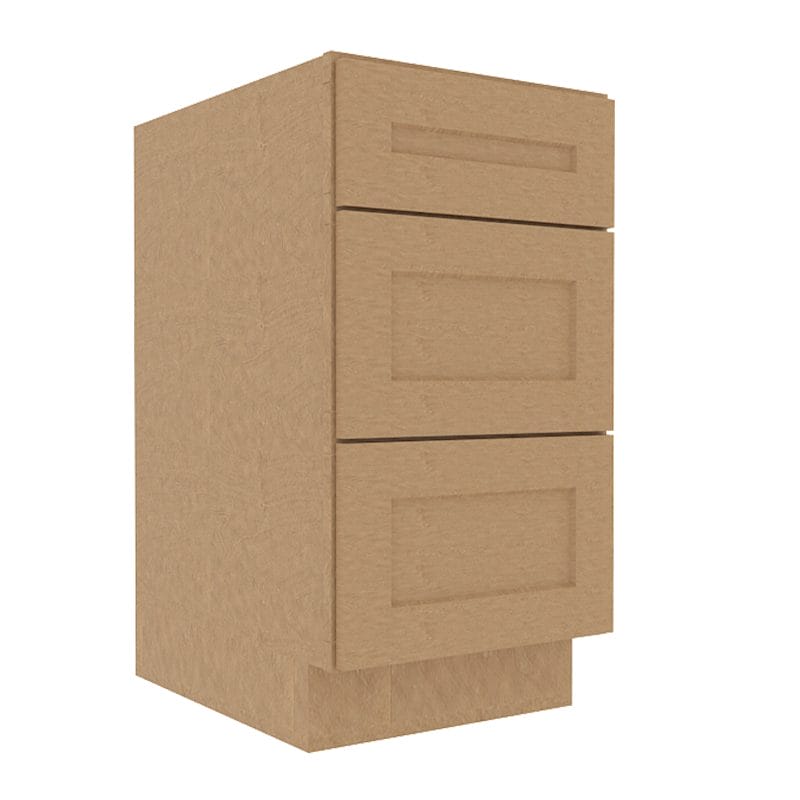 Noble Honey Wheat Shaker Base Cabinet with 3 Drawers