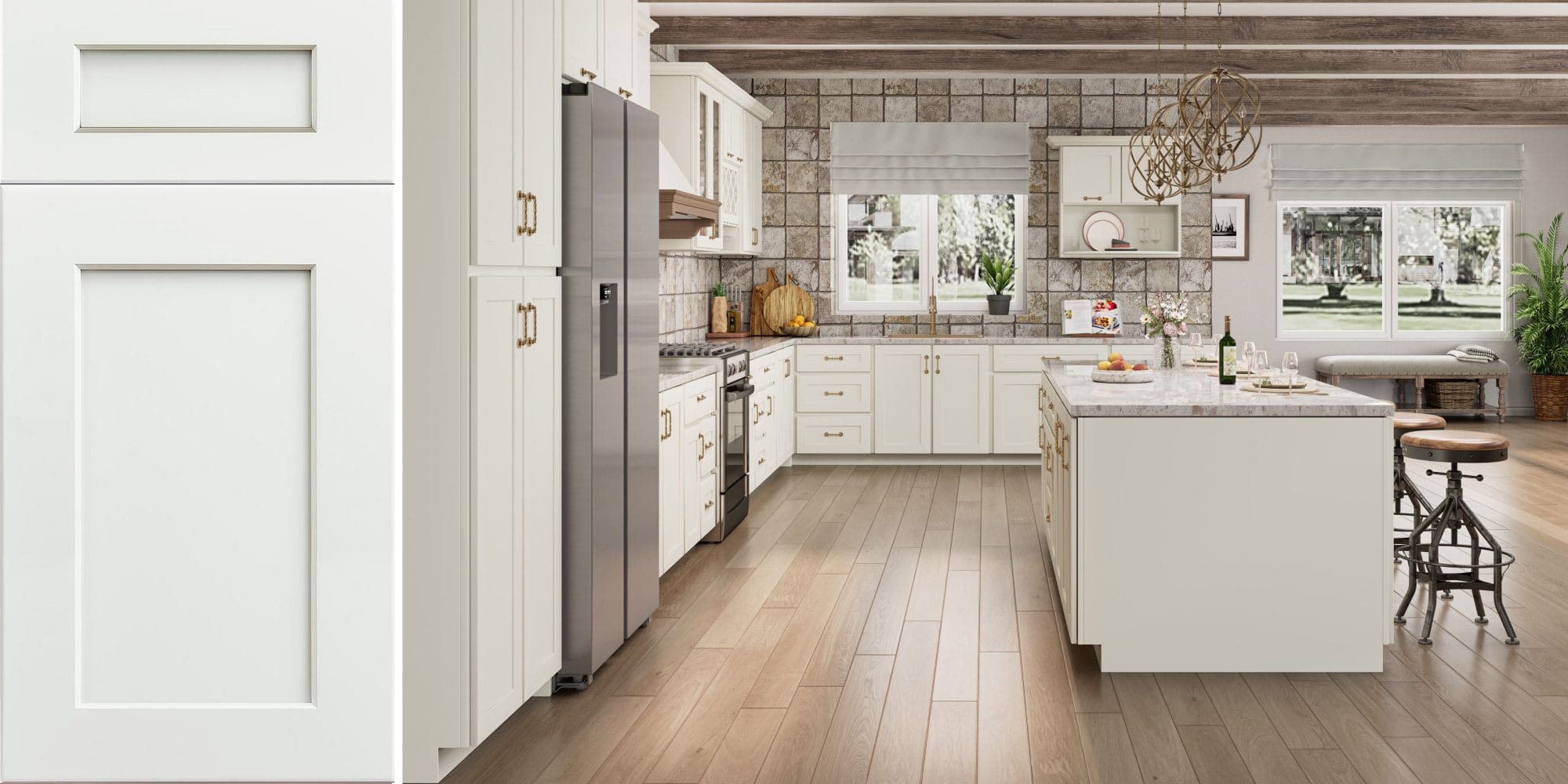 Serene Shaker Dove White Kitchen Cabinets