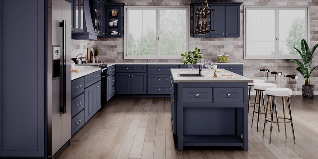Blue Kitchen Cabinets – Side View of a Modern Kitchen Renovation