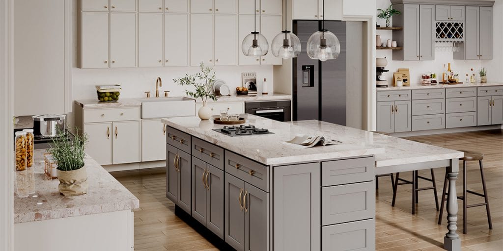 Nacreous Slim Dove White Shaker kitchen cabinets