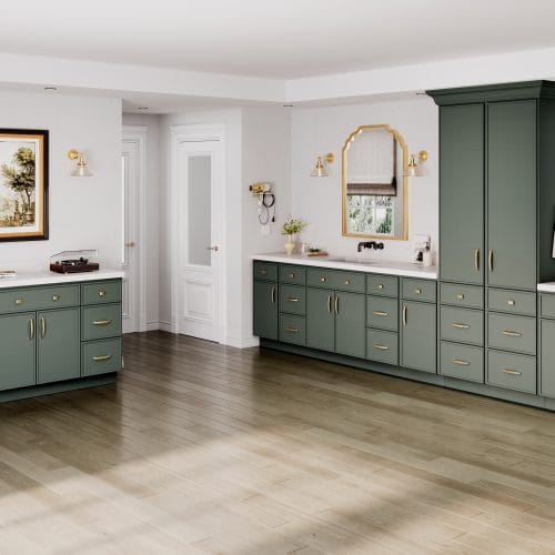Slim Green Shaker Bathroom Cabinets 03