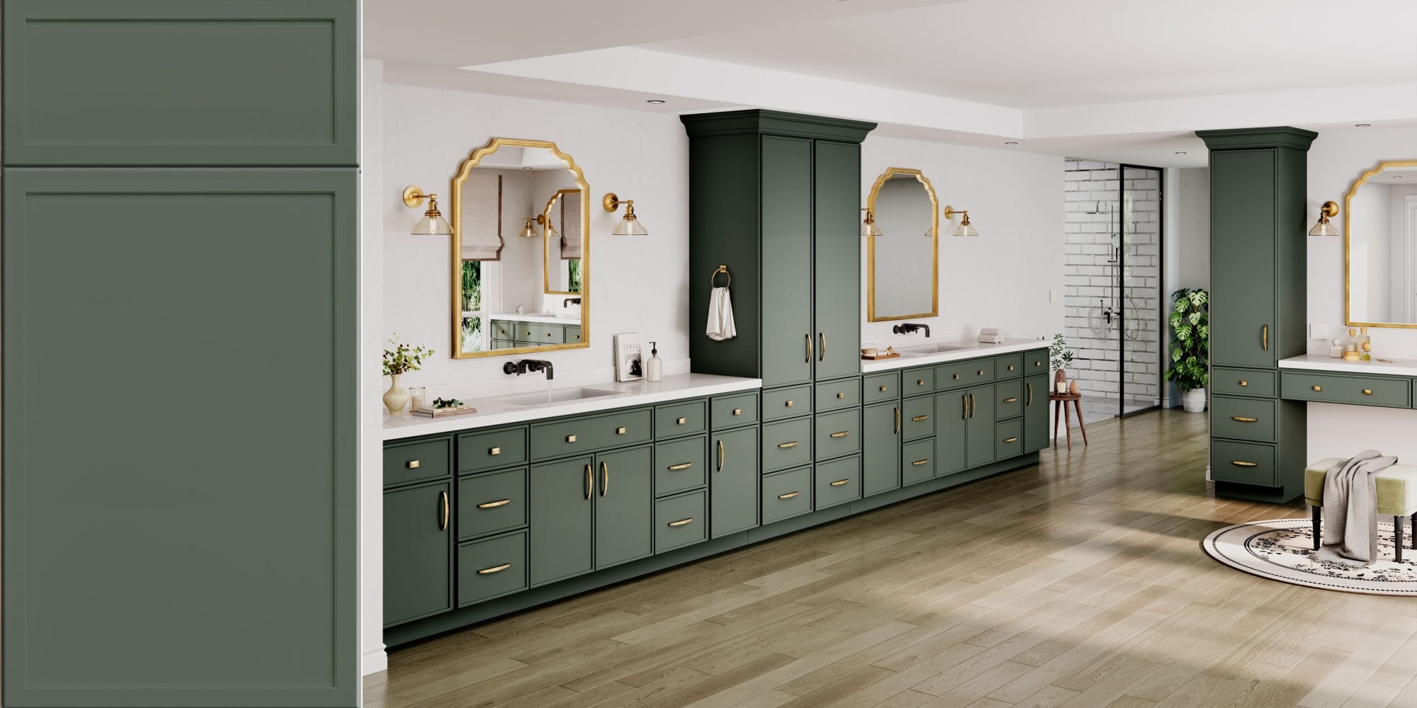 Timeworn Shaker Slim Green Bathroom Vanities Pre-Assembled