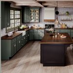 Timeworn Shaker Slim Green Kitchen Cabinets