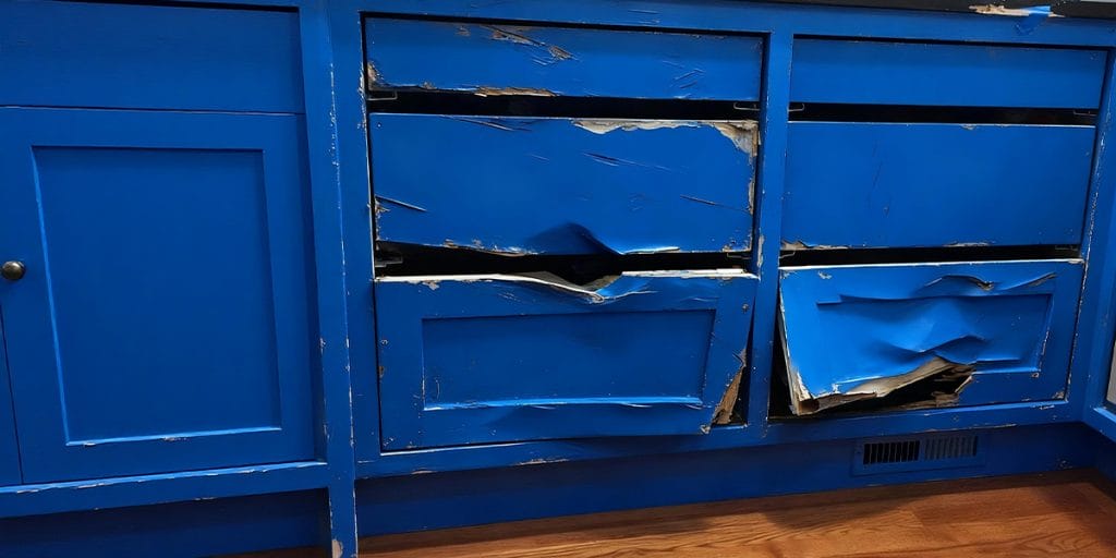 broken blue shaker drawers