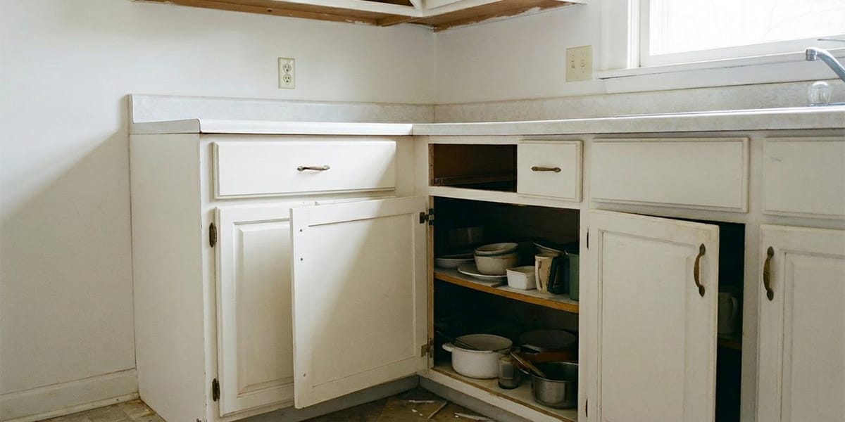 Misaligned Cabinet Doors on a White Kitchen Cabinet