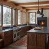 warm and cozy American kitchen in winter